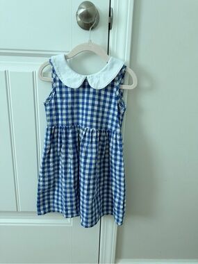 Blue Gingham Peter Pan Collar Girls' Dress